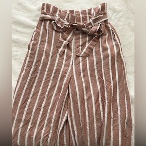 Lucy Paris brown and white striped wide leg pants